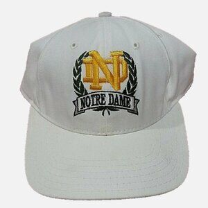 Rare Solid White Notre Dame Snapback Cap ~ Unique Logo Dk Green Yellow